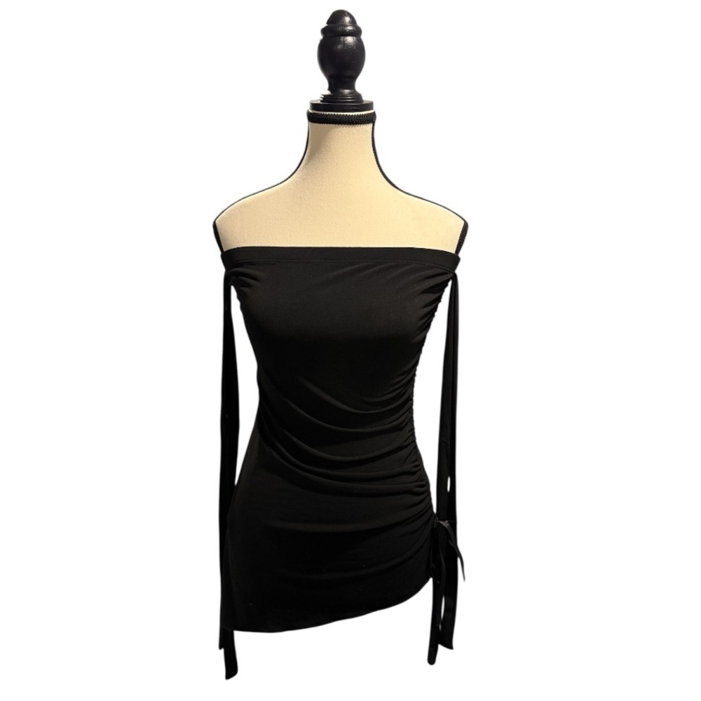 Black Ruched Halter Top – Size XL
